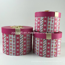 Custom impresa cosméticos de papel redondos conjuntos de caja de regalo con la cinta